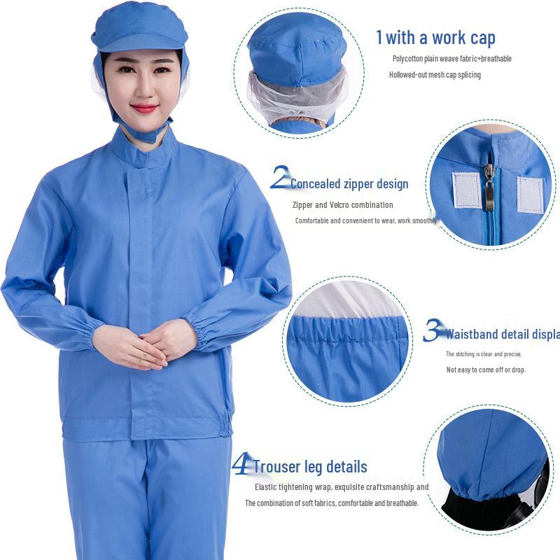 Six-Color All-Season Dustproof Workshop Workwear with Separable Zipper and Optional Logo