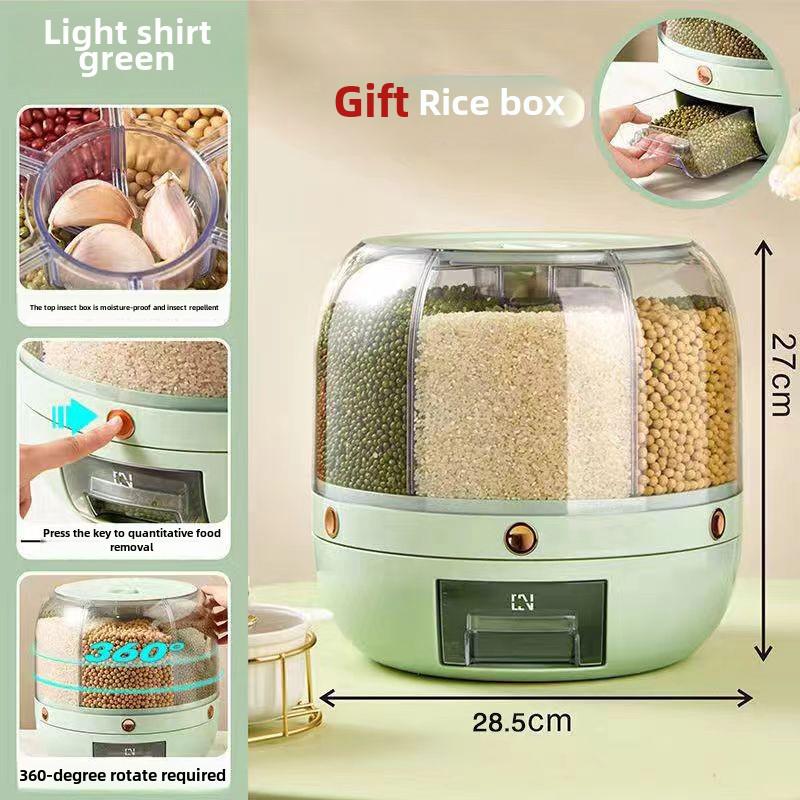 

Вращающийся контейнер для хранения риса: Герметичная банка с перегородкой, защищающая от насекомых и влаги, для хранения зерна