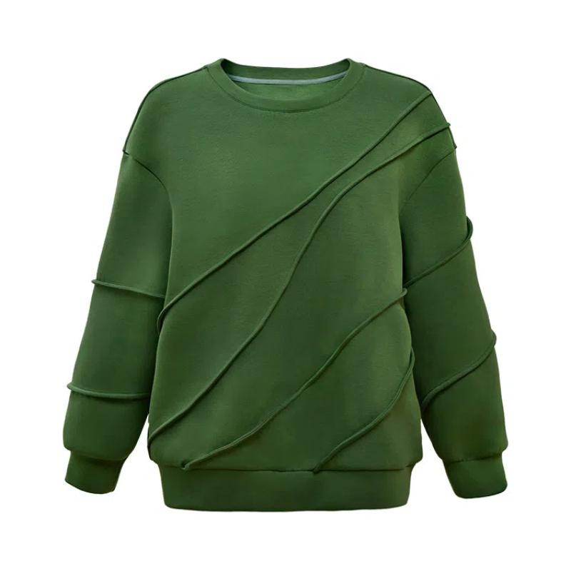 New Spring and Autumn Women's Solid Color Spliced O-Neck Long Sleeve Loose Classic Pullovers Trendy Comfortable All-match Tops