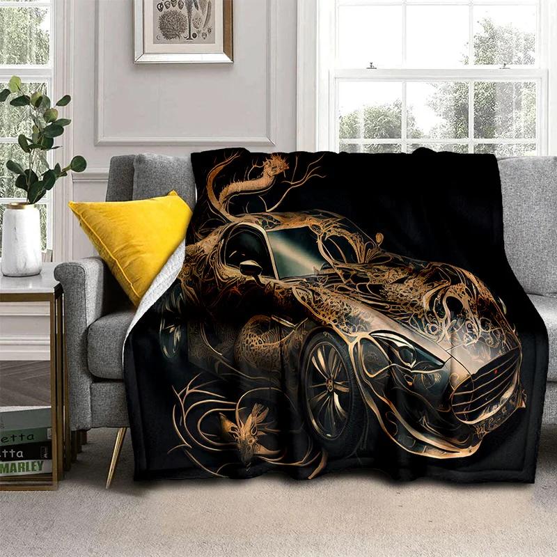 Coperta Cartone Animato Auto Sportiva Futura 3D HD Concept Car, Coperta Morbida da Divano per Casa Camera da Letto Letto Divano Picnic Viaggio Coperta per Bambino
