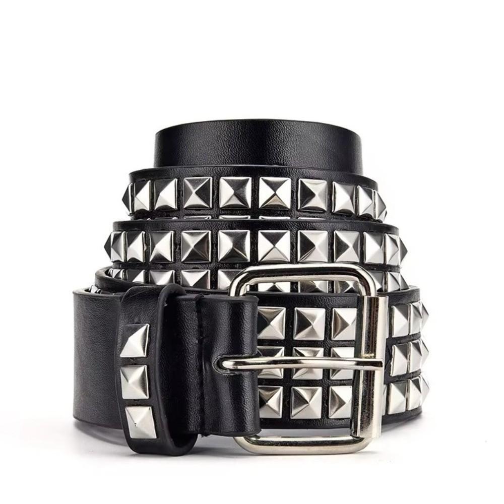 Vintage Metal Gothic Waistband PU Leather Y2K Pyramid Belt Fashion Punk Rivet Belt  Male Female Use