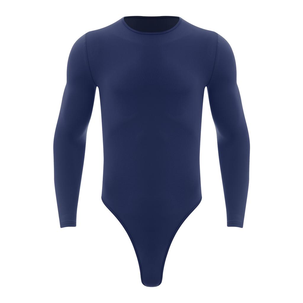 Body s knoflíky pro muže Snadné nošení Jednodílné leotard Dlouhý rukáv Kulatý výstřih Ležérní outfit L-XL