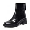 Square head short boots for women's autumn and winter new rear zipper thick heel straight boots fashion boots for women