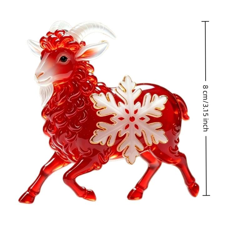 1Pcs Auspicious Red Gold Design 2D Acrylic Chinese Zodiac Goat Hanging Ornament For Spring Festival New Year Home Decoration