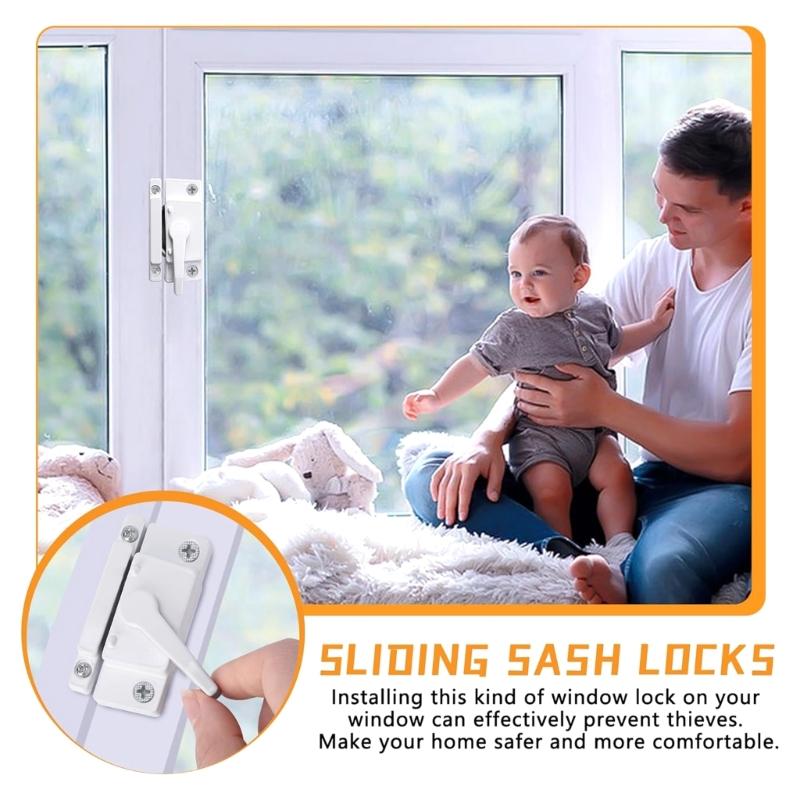 Pack of 4 Sliding Window Sash Lock for Vertical and Horizontal Window White Sturdy Aluminum Alloy Materials Daily Use