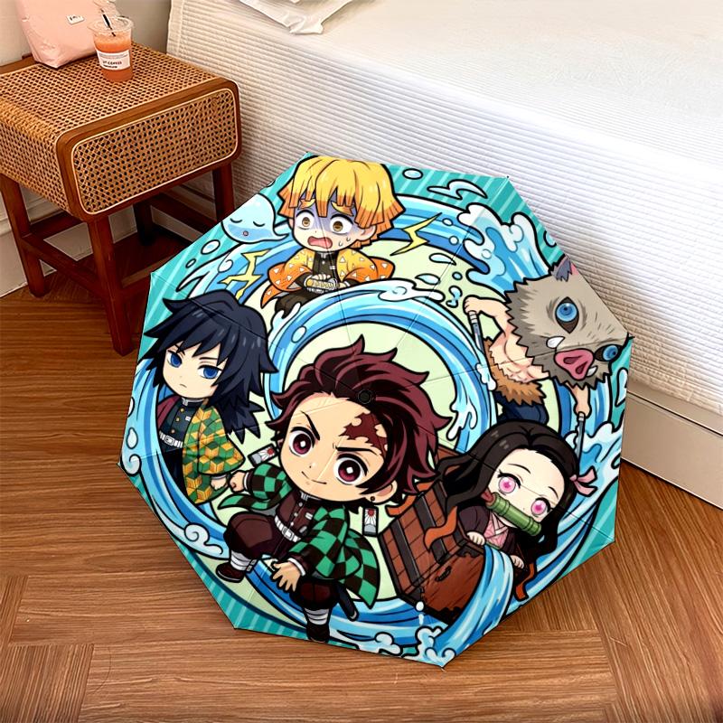 

1PC Automatic Folding Umbrella Demon Slayer Tanjiro Pattern 8 Ribs Portable Foldable Travel Umbrella Christmas Birthday Gift разноцветный