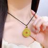 Antique gold craftsm hollow out colorful flower necklace enamel eight treasures compass pendant sweater chain banquet