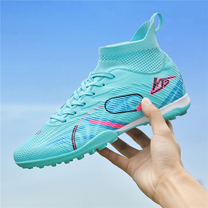 High-top Football Shoes Tf Broken Nails Artificial Turf AG Nails Leather Feet Boys and Girls Children and Adolescents Students Training Shoes