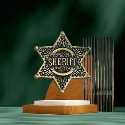 American Sheriff Hexagram Brooch: Creative Metal Jewelry Badge