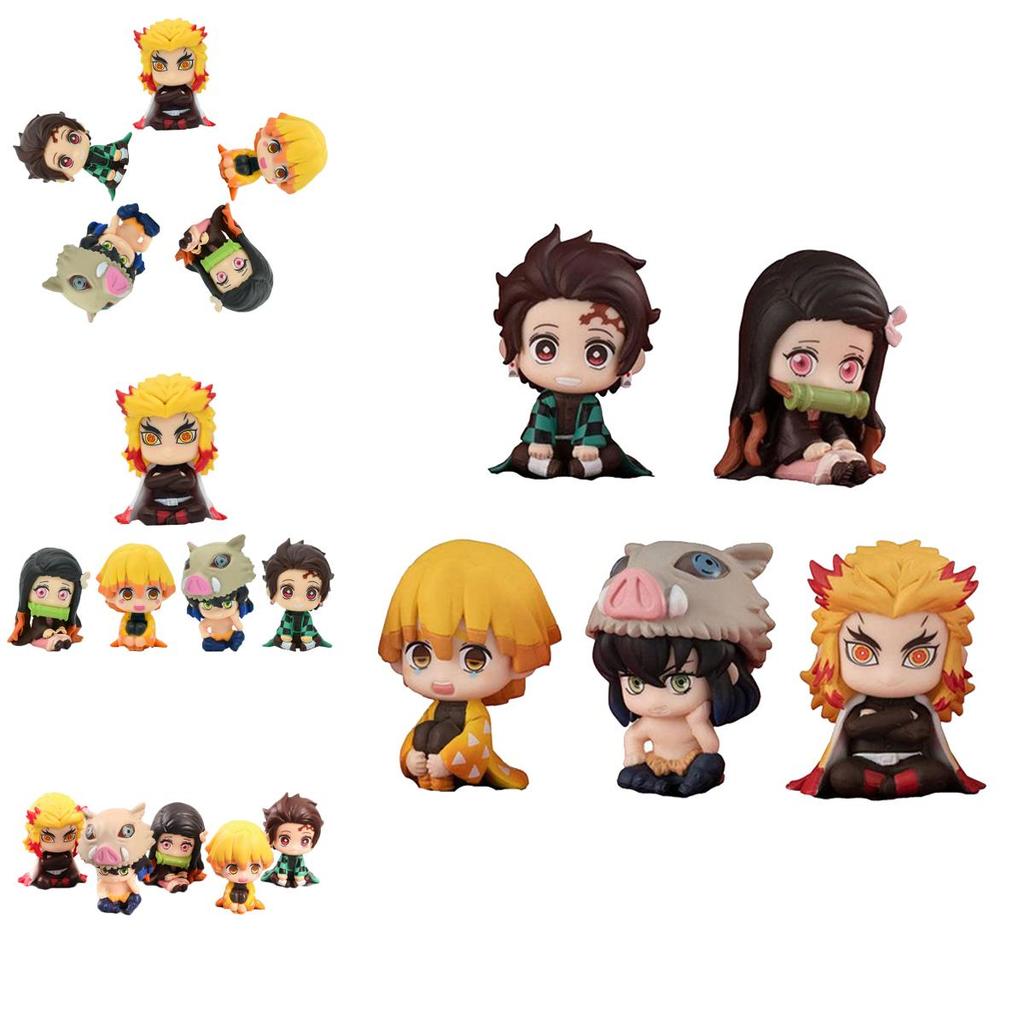 Adorable 5pcs Set Of Demon Slayer Doll Ornaments Including Rengoku Kyoujurou For Fans