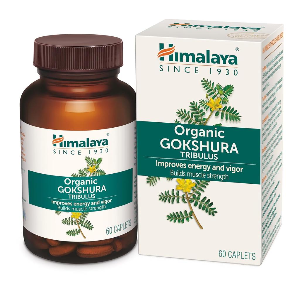 Himalaya Organic Gokshura 60 Caplets For Men Energy Muscle Strength And Vitality 688 Mg Caplet