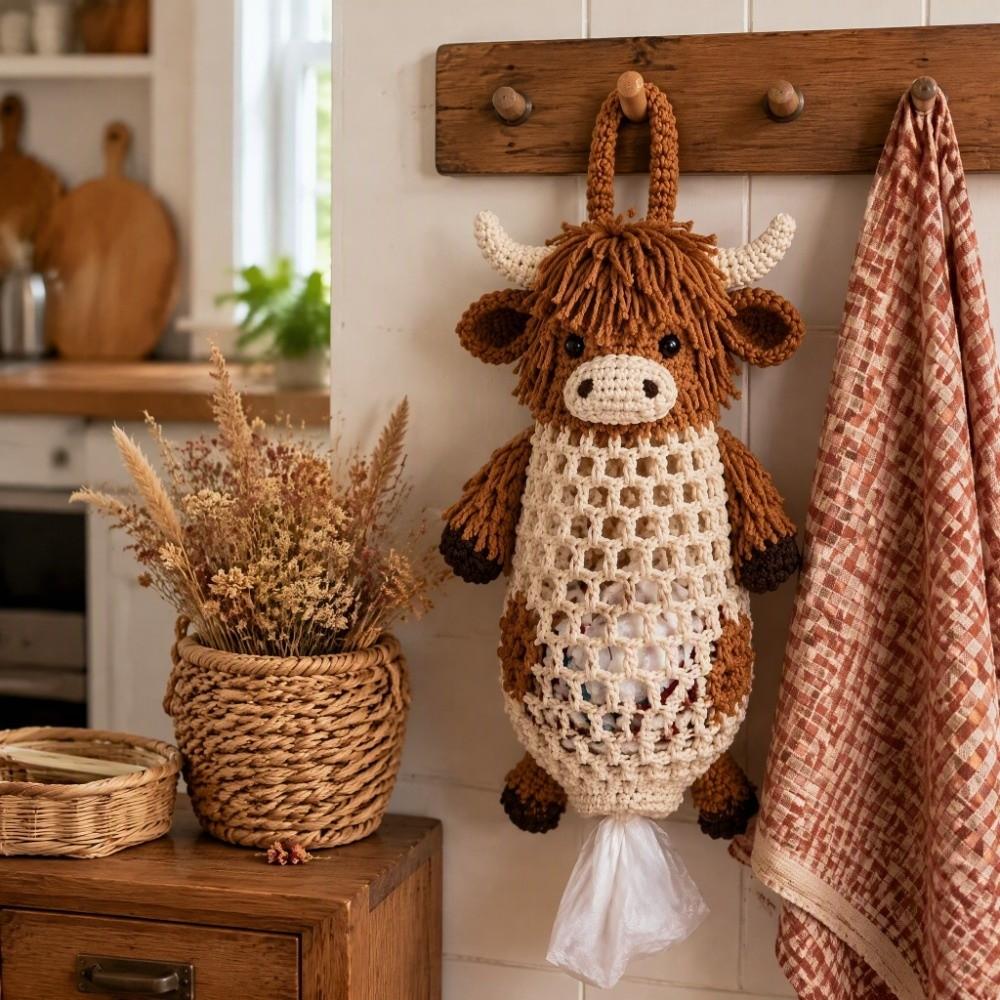 DIY Yarn Craft Plastic Bag Dispenser Animal Shaped Grocery Bag Dispenser Home Decor