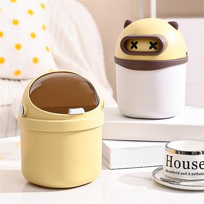 Papierkorb fürs Wohnzimmer, modisch, schön, kompakte Größe, vielseitig, langlebig, Mini-Mülleimer fürs Büro, mit Deckel, schön