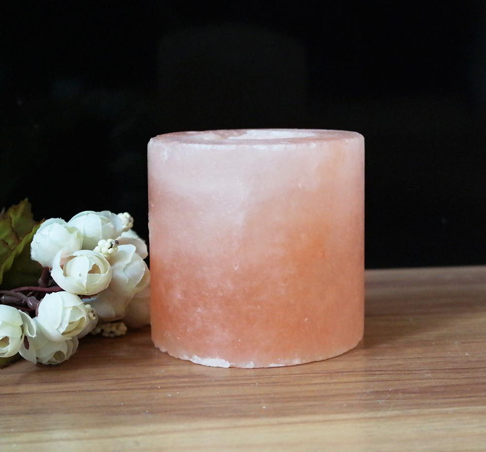 Natural Hand Carved Himalayan Salt Tealight Pink Candle Holder Himalayan Salt Candle Holder Portavelas De Sal De Roca Del Himala (Pink,One Size)