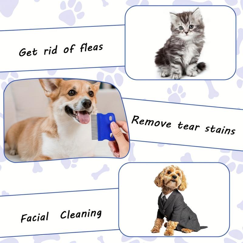 5pcs Stainless Steel Flea,Double-Sided Circular Tooth Design,Professional Pet Grooming for Small,Medium-Sized Dogs,Cats