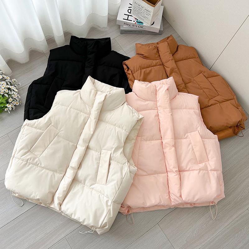 Fashion Winter Warm Sleeveless Vest Woman Outerwears Stand Collar Casual Thick Women's Jackets
