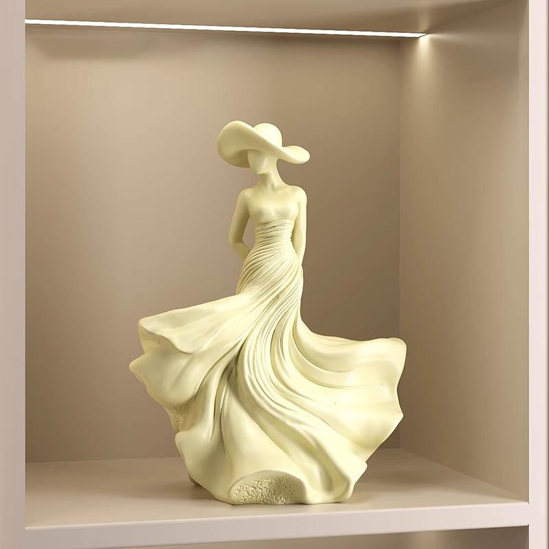 Whispering Breeze Lady Art Figurine - Sophisticated Resin Ornament for Modern Home Accent