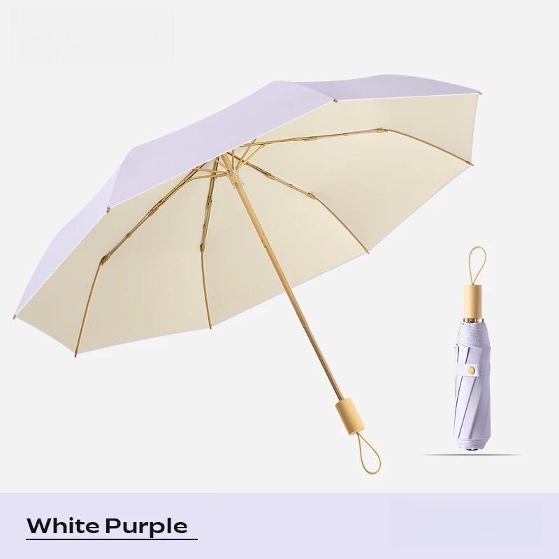

8-ribbed Three-fold Colored Rubber Umbrella Sun Protection UV Protection Windproof Rainproof Umbrella for Women