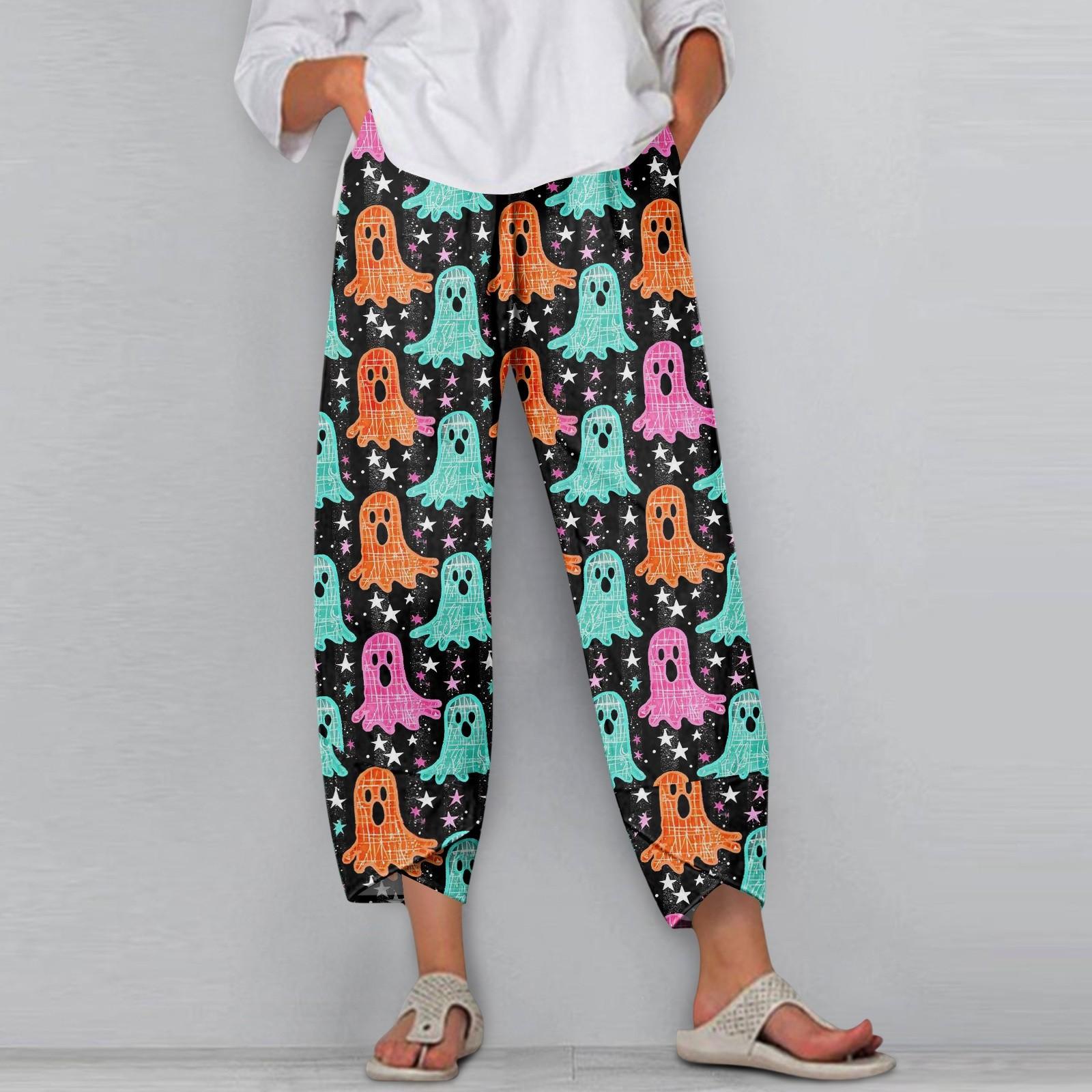 

Женские брюки с карманами Повседневные брюки Брюки для женщин Летние повседневные Широкие штанины Эластичная талия Брюки с карманами L