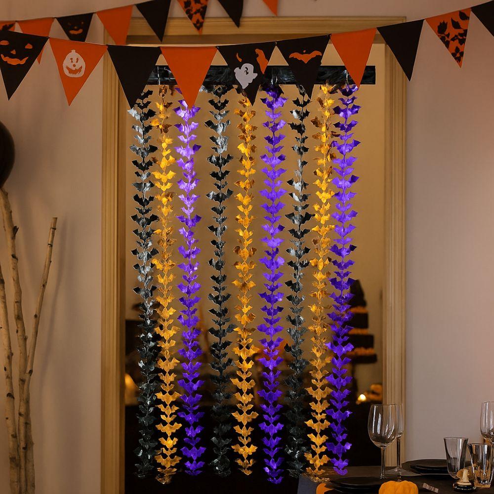 Scary Pumpkin Bat Rain Curtain Plastic Bat Party Background Halloween Rain Curtain  Haunted House"