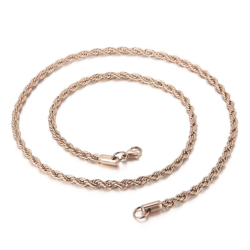 Collier Chaîne Corde en Acier Inoxydable Durable - Multi-Tailles, Acier Titane pour Hommes et Femmes