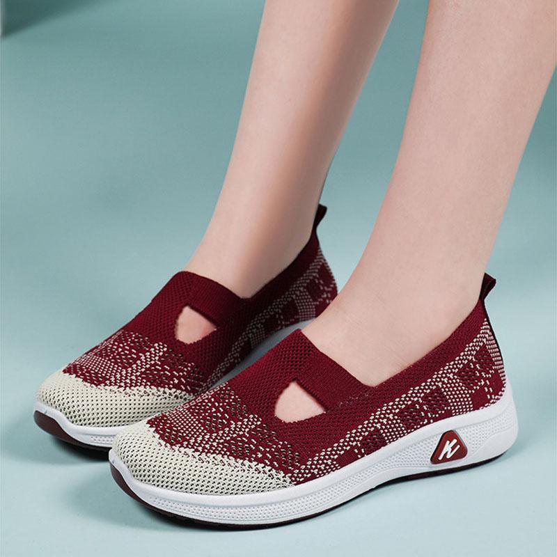 Women's Sneakers Breathable Casual Shoes Summer Soft Sole Orthopedic Shoes Lightweight Slip On Walking Shoe Non-Slip Flat Shoes