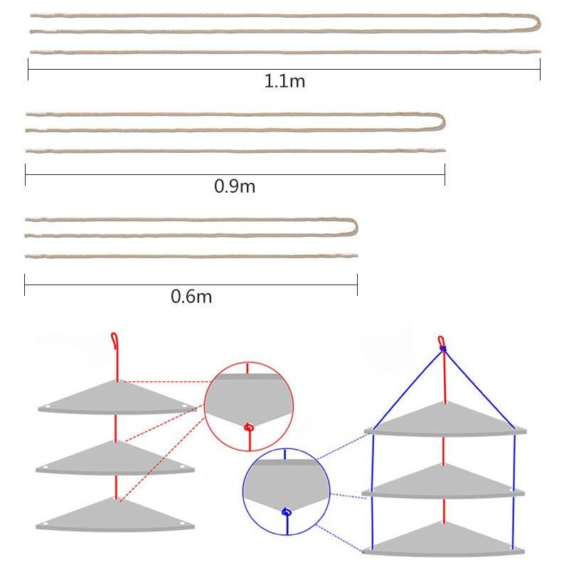 1× Retro Rope Wood Hanging Rack Corner Wall Shelf House Storage Organizer Rack