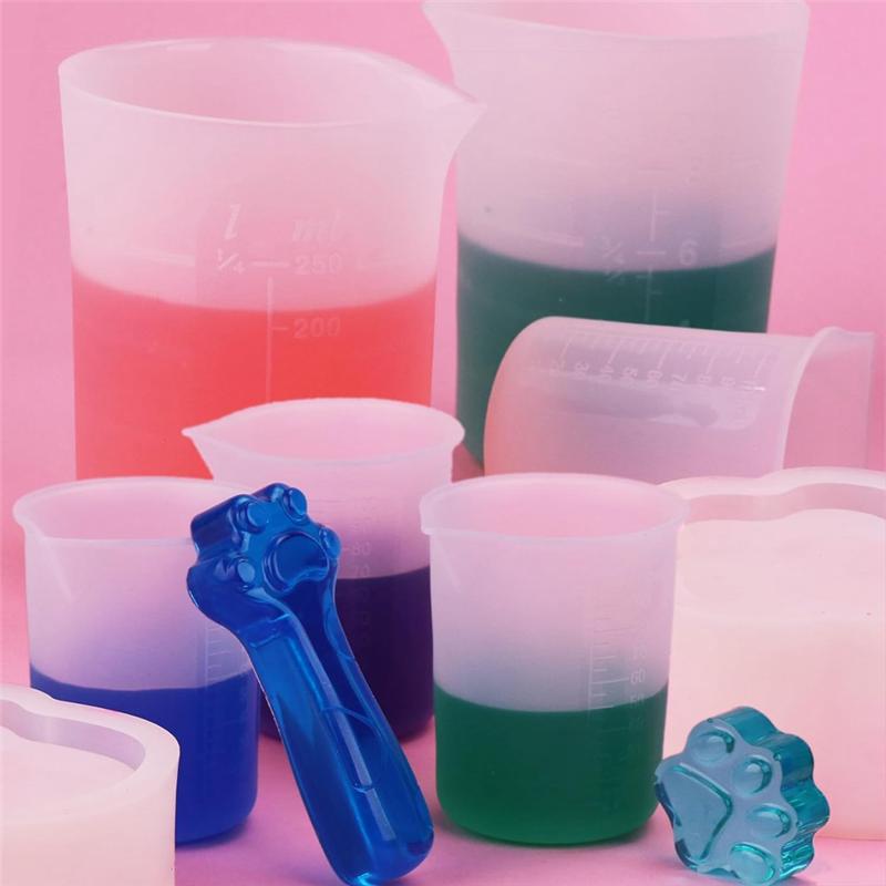 Practical-6Pcs Silicone Measuring Cups Set - 2Pc 250Ml Reusable Silicone Cups, 4Pcs Non-Stick Measuring Cups, Epoxy Mixing Cups белый