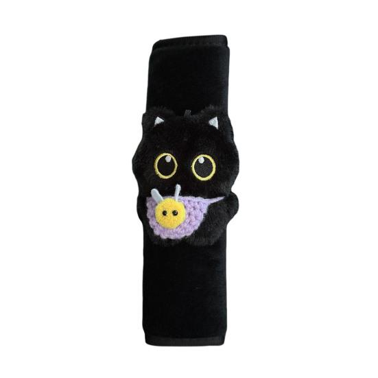 Black Cat Seat Belt Shoulder Pad Cover Soft Plush Car Safety Belt Protector for Kids Car Interior Decor for Anti-Chafing