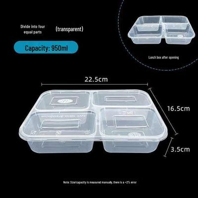 Disposable 4-Compartment Food Containers with Lids