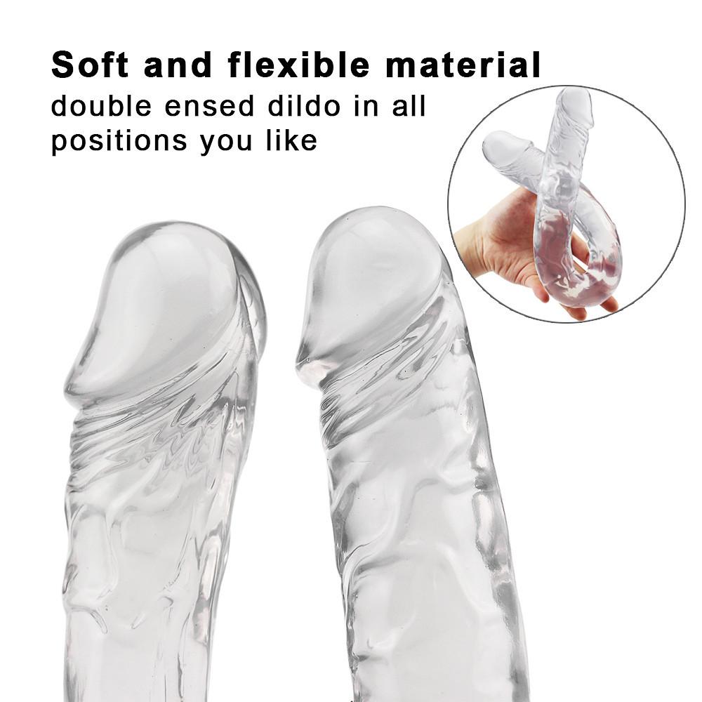 Weicher Dildo Doppel Realistischer Lesben Vaginal Anal Butt Plug Gefälschter Penis Sexspielzeug für Frauen Paare Homosexuell Erwachsene Produkte
