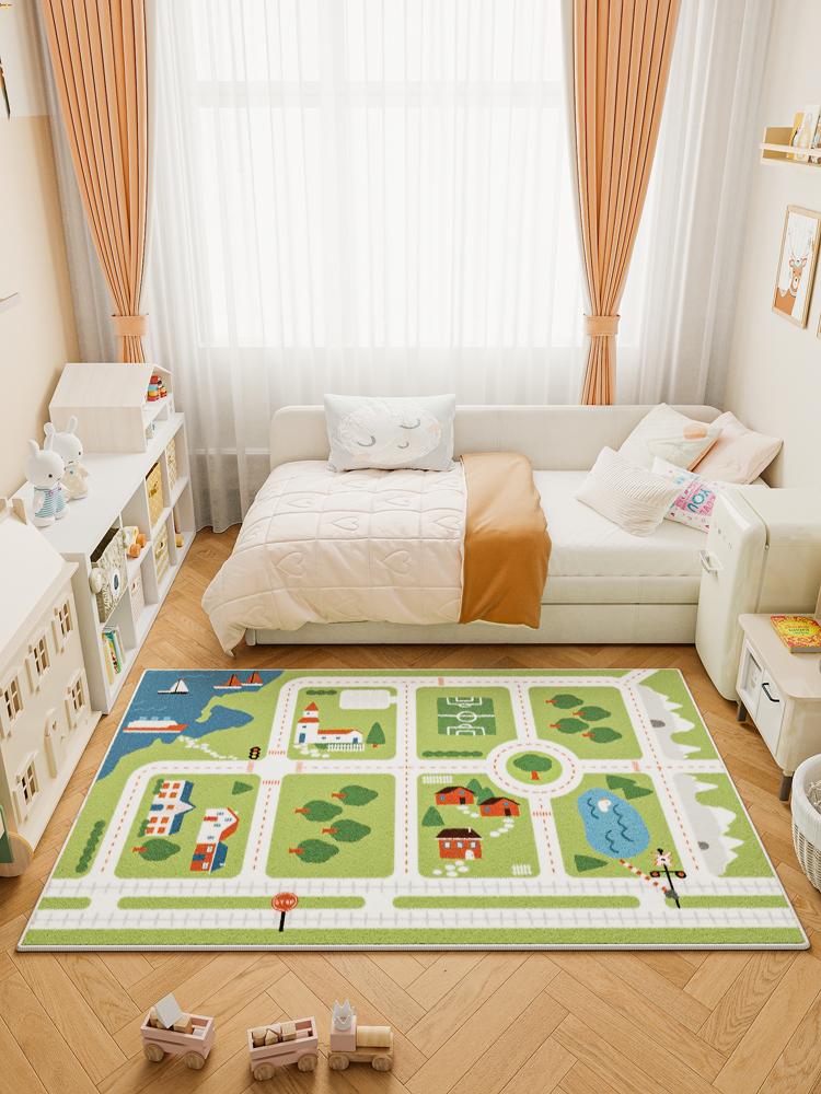 Fluffy Soft Boy Child Bedroom Decor Carpet Car Track Pattern Plush Mat Large Area Carpets for Living Room Home Thick Bedside Rug