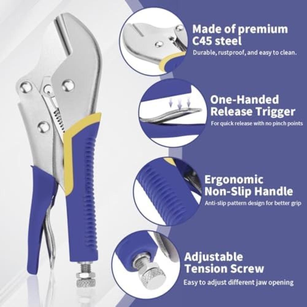 For Tight Spaces Locking Pliers Straight Jaw Pliers Lever Tensile Spring Powerful Clamping Portable Lightweight