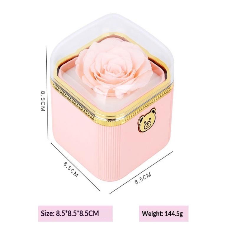 Fashion Cute Flip Necklace Box Romantic Dustproof Rotating Rose Box Automatic Plastic Necklace Storage Case Birthday