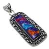 Dicorich Glass Gemstone Handmade 925 Sterling Silver Jewelry Pendant 2.96" J3N90