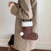 Portable Simple Style Suede Crossbody Bag Fluffy Lightweight Lamb Shoulder Bag Travel Christmas Sock Bag Women