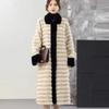 Golden Mink Fur Long Coat High Quality Warm Thick Fashion Winter Jacket