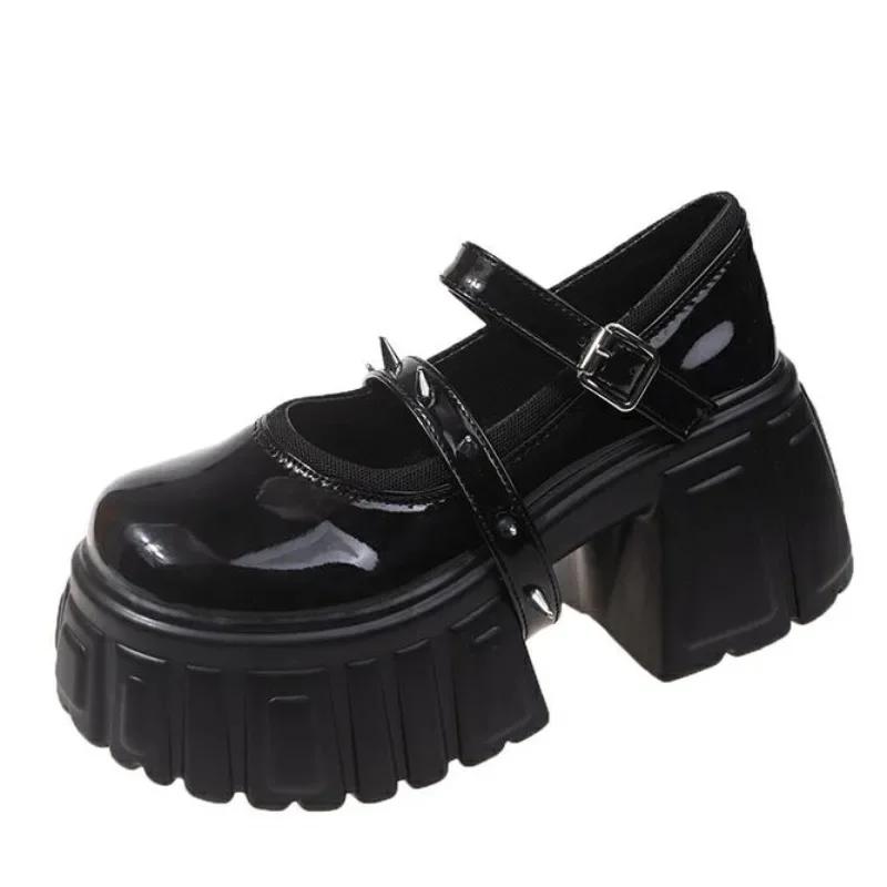 Fashion 8CM Women Leather Platform Sneakers Wedge Heels Ladies 2024 New Autumn Chunky Sneakers Woman Mary Janes Thick Sole Walking Pumps