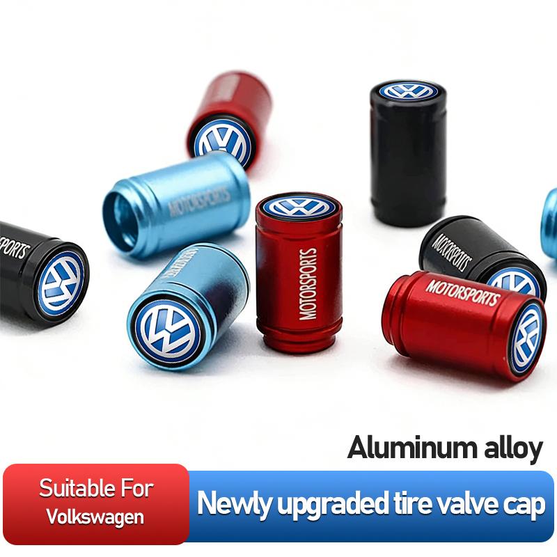 4Pcs Car Logo Wheel Tire Valve Caps Covers Auto Accessories For Volkswagen Touran Golf Polo T-ROC Beetle Transporter Touareg T5