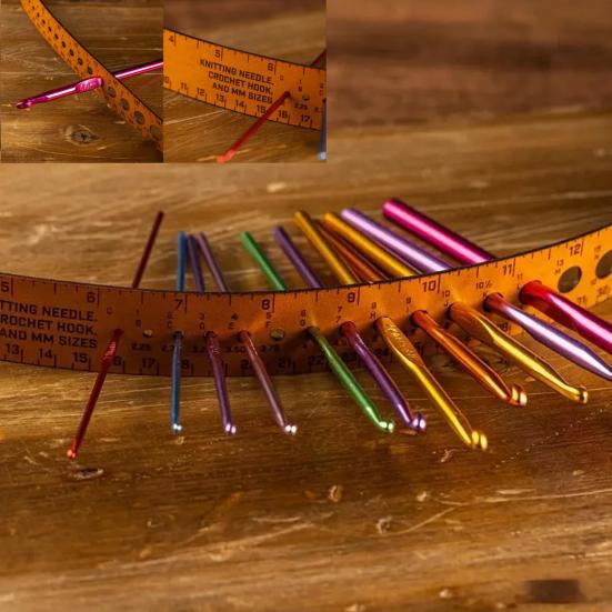 Leather 7-in-1 Measuring Tool Multifunctional 18" Wrist Ruler with Stitch Gauge Yarn Tester Stitch Markers