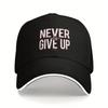Never Give Up Baseball Cap  Black with Inspirational NEVER GIVE UP Text Adjustable Snap Closure Breathable and Lightweight