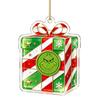 Stained Glass Style Decor Green Elf Christmas Ornament, 2D Acrylic Red Bell Tree Candy Cane Gift Box Xmas Hanging Charms Shaped Double Sided
