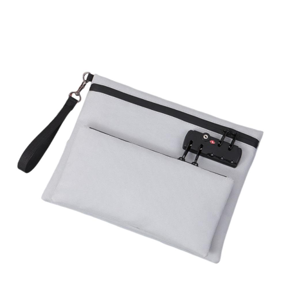 Waterproof Locking File Pouch Password Lock Passport Wallet Document Storage Bag Business Use