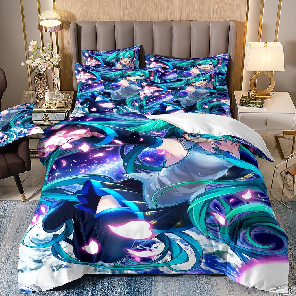 Japanese Kawaii Anime Miku Bedding Set Single Twin Full Queen King Size Bed Set Aldult Kid Bedroom 3D Print