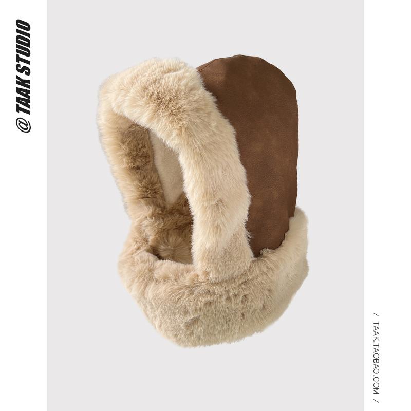 23 New plush warm ear protector, Lei Feng cold-proof hat for children, thickened outdoor cycling and skiing bag head hat for men in winter