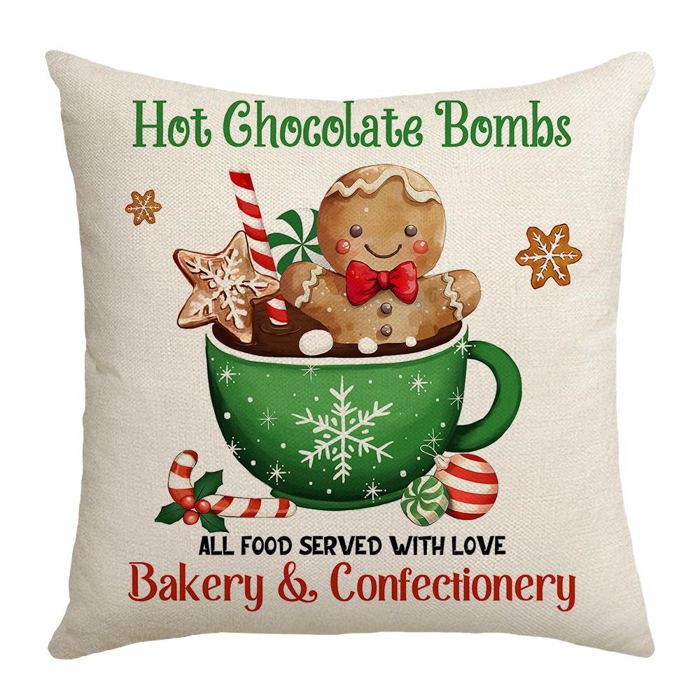 Christmas Atmosphere Illustration Digital Printing Set Home Decoration Sofa Cushion Gingerbread Man Fairy Tale Warmth