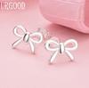925 Sterling Silver Fashion Bow Pierced Earrings Wedding Jewelry