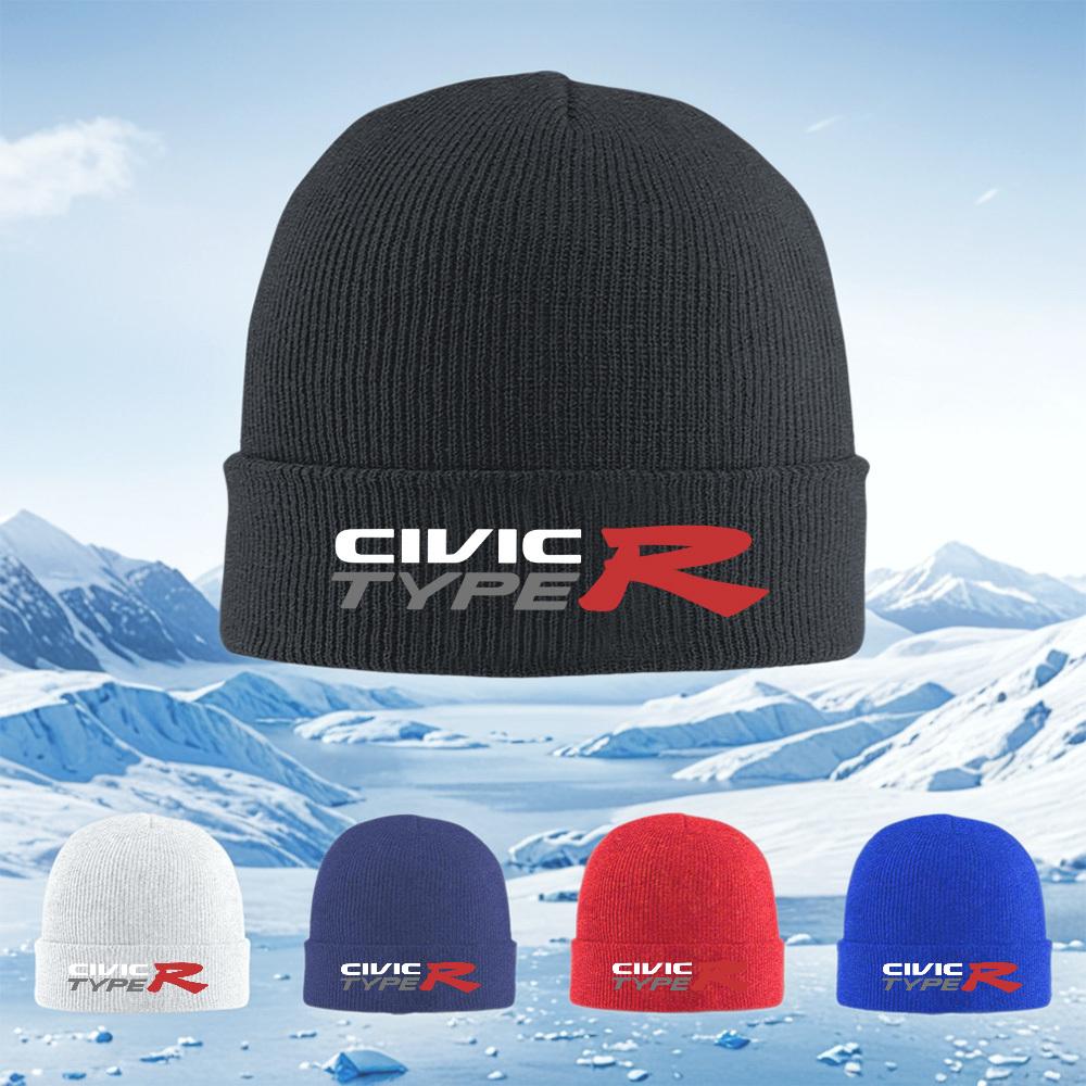 CIVIC TYPE R logo emblem design Men Women Unisex Knitted Hat Beanie Pullover Cap Winter Thermal Warm Christmas Outdoor Cycling H