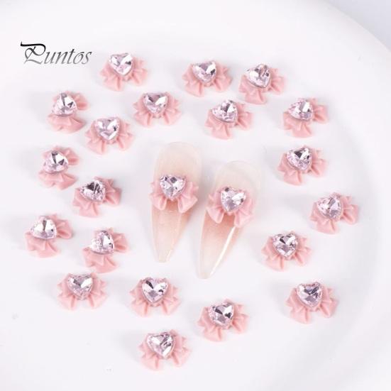 10 ks DIY dekorace na nehty 3D umělý křišťál srdce na růžové mašličce Kamínky na nehty kamínky na telefon Pouzdro na telefon Dekorace Příslušenství Potřeby na manikúru