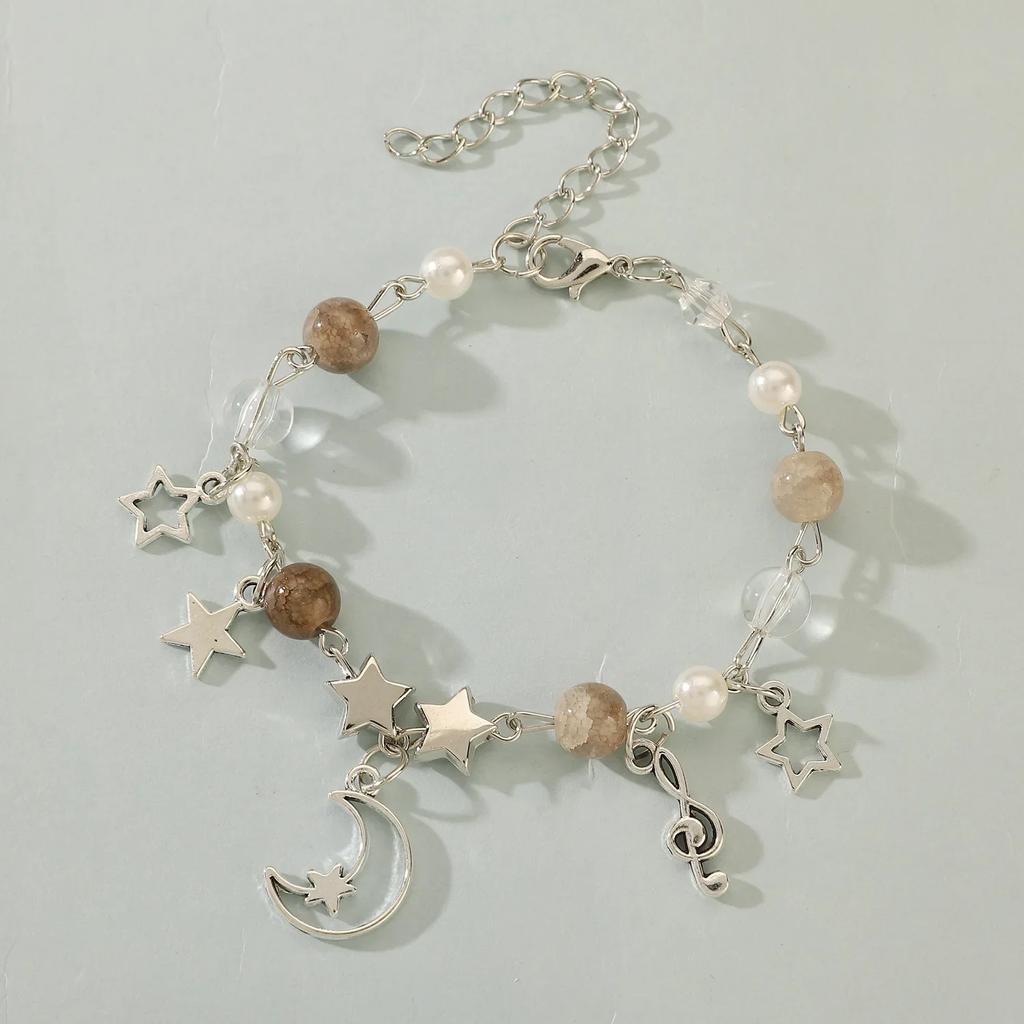 Punk Style Hollow Four Pointed Star Couple Bracelet for Women Men Creative Design Handmade Guitar Heart Bangle Y2K Jewelry Gift